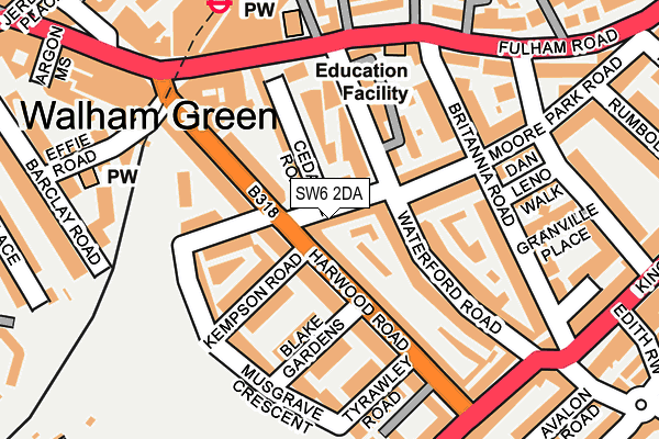 SW6 2DA map - OS OpenMap – Local (Ordnance Survey)