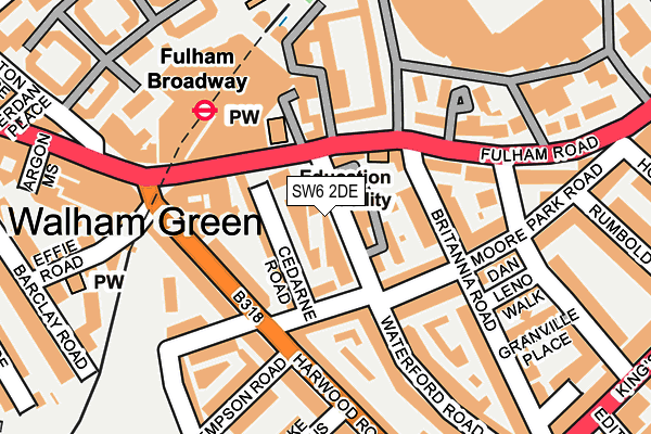 SW6 2DE map - OS OpenMap – Local (Ordnance Survey)