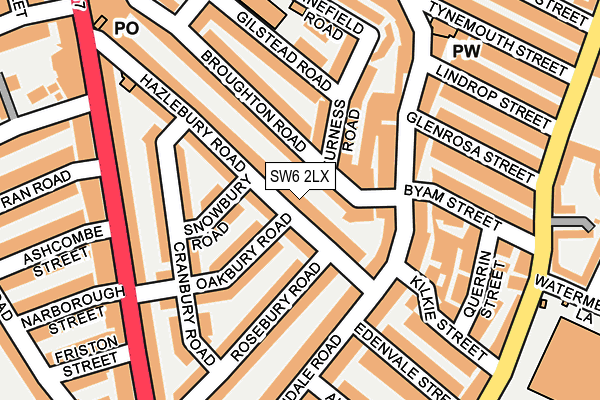 SW6 2LX map - OS OpenMap – Local (Ordnance Survey)