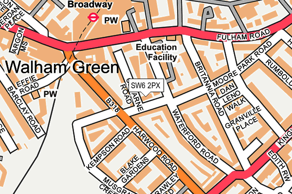 SW6 2PX map - OS OpenMap – Local (Ordnance Survey)