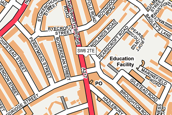 SW6 2TE map - OS OpenMap – Local (Ordnance Survey)