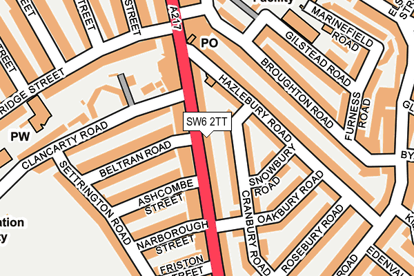 SW6 2TT map - OS OpenMap – Local (Ordnance Survey)