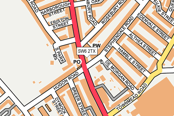 SW6 2TX map - OS OpenMap – Local (Ordnance Survey)