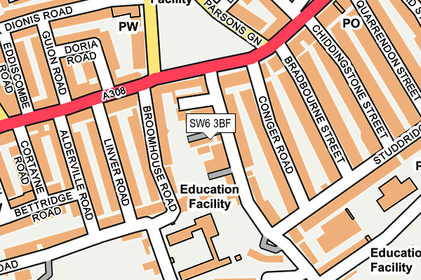 SW6 3BF map - OS OpenMap – Local (Ordnance Survey)