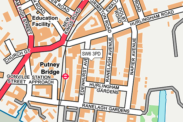 SW6 3PD map - OS OpenMap – Local (Ordnance Survey)