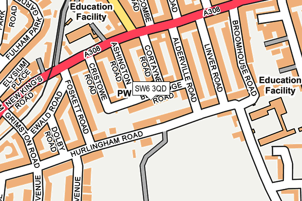 SW6 3QD map - OS OpenMap – Local (Ordnance Survey)