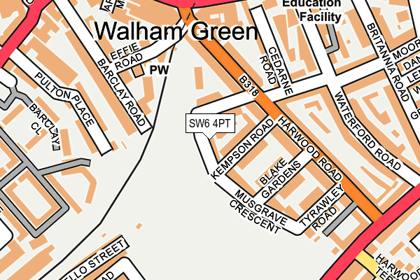 SW6 4PT map - OS OpenMap – Local (Ordnance Survey)