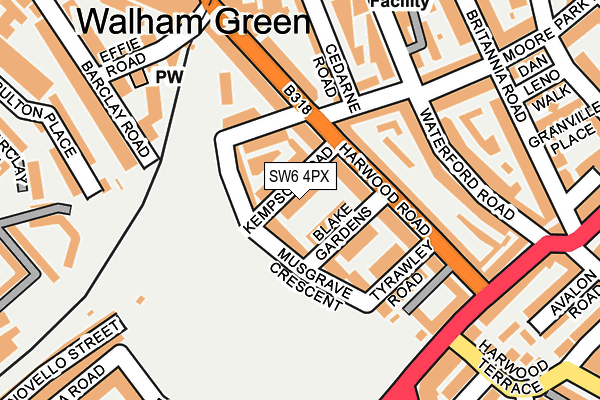 SW6 4PX map - OS OpenMap – Local (Ordnance Survey)