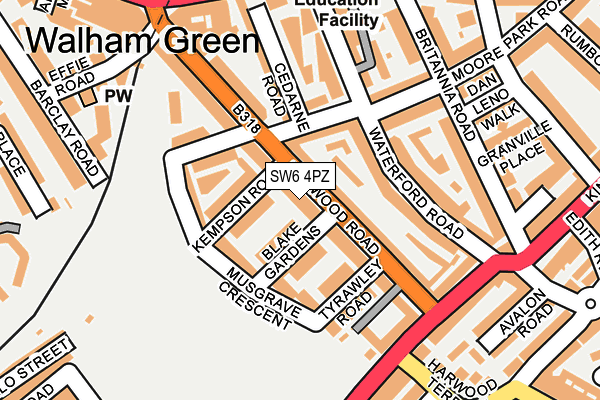 SW6 4PZ map - OS OpenMap – Local (Ordnance Survey)