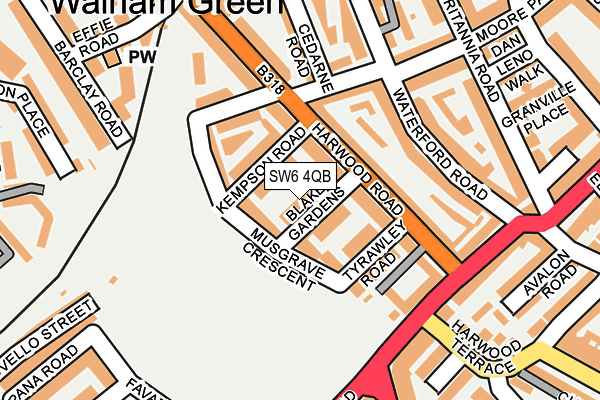 SW6 4QB map - OS OpenMap – Local (Ordnance Survey)