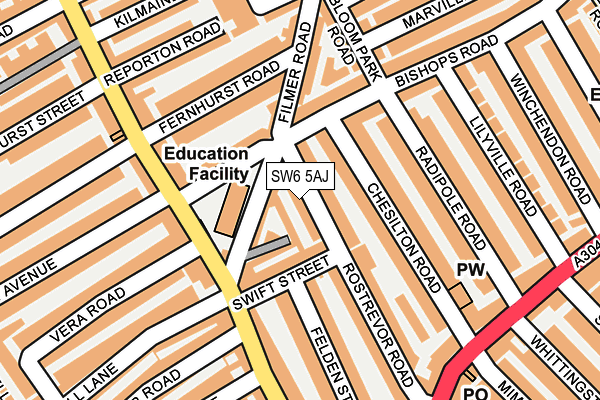 SW6 5AJ map - OS OpenMap – Local (Ordnance Survey)