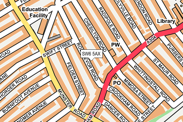 SW6 5AX map - OS OpenMap – Local (Ordnance Survey)