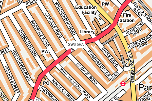SW6 5HA map - OS OpenMap – Local (Ordnance Survey)