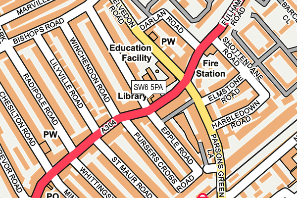 SW6 5PA map - OS OpenMap – Local (Ordnance Survey)