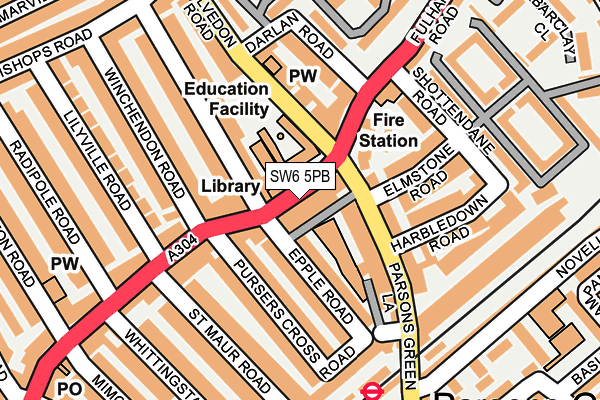 SW6 5PB map - OS OpenMap – Local (Ordnance Survey)