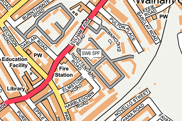 SW6 5PF map - OS OpenMap – Local (Ordnance Survey)