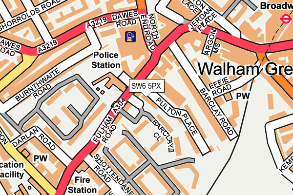 SW6 5PX map - OS OpenMap – Local (Ordnance Survey)