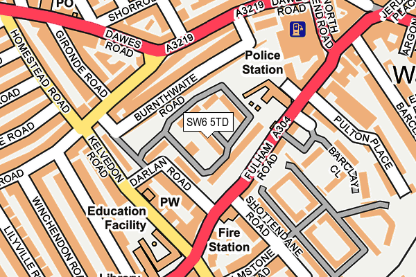 SW6 5TD map - OS OpenMap – Local (Ordnance Survey)