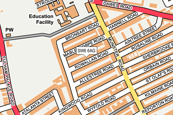 SW6 6AG map - OS OpenMap – Local (Ordnance Survey)