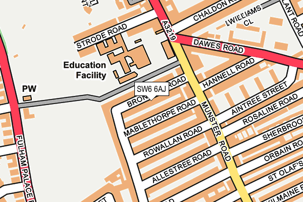 SW6 6AJ map - OS OpenMap – Local (Ordnance Survey)
