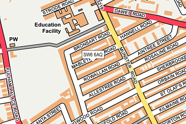 SW6 6AQ map - OS OpenMap – Local (Ordnance Survey)