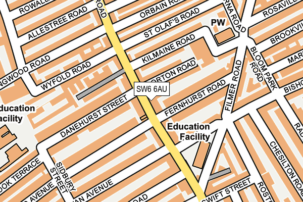 SW6 6AU map - OS OpenMap – Local (Ordnance Survey)