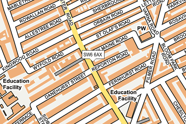 SW6 6AX map - OS OpenMap – Local (Ordnance Survey)