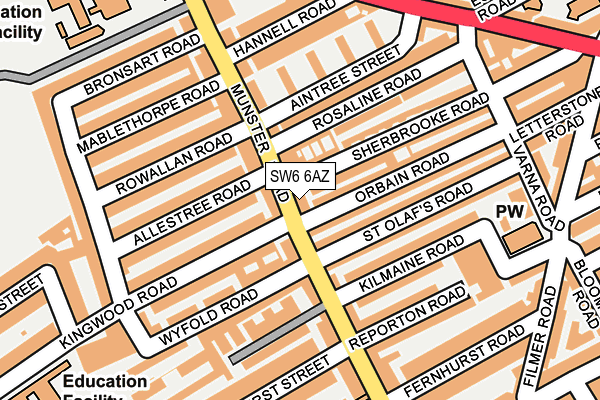 SW6 6AZ map - OS OpenMap – Local (Ordnance Survey)