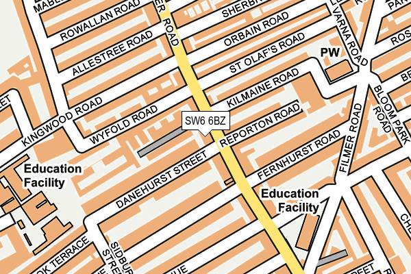 SW6 6BZ map - OS OpenMap – Local (Ordnance Survey)