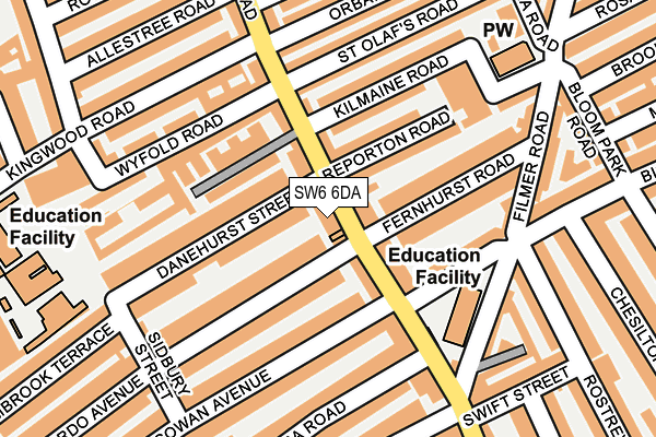 SW6 6DA map - OS OpenMap – Local (Ordnance Survey)