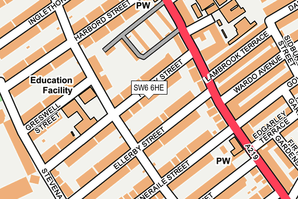 SW6 6HE map - OS OpenMap – Local (Ordnance Survey)