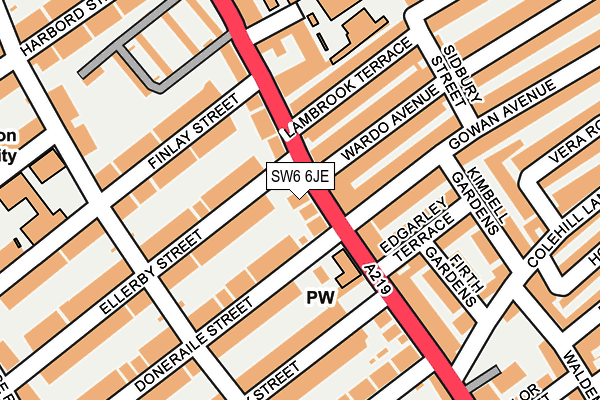 SW6 6JE map - OS OpenMap – Local (Ordnance Survey)