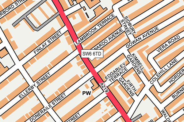 SW6 6TD map - OS OpenMap – Local (Ordnance Survey)