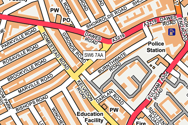 SW6 7AA map - OS OpenMap – Local (Ordnance Survey)