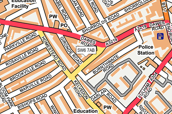 SW6 7AB map - OS OpenMap – Local (Ordnance Survey)