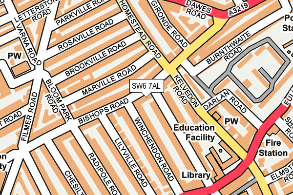 SW6 7AL map - OS OpenMap – Local (Ordnance Survey)