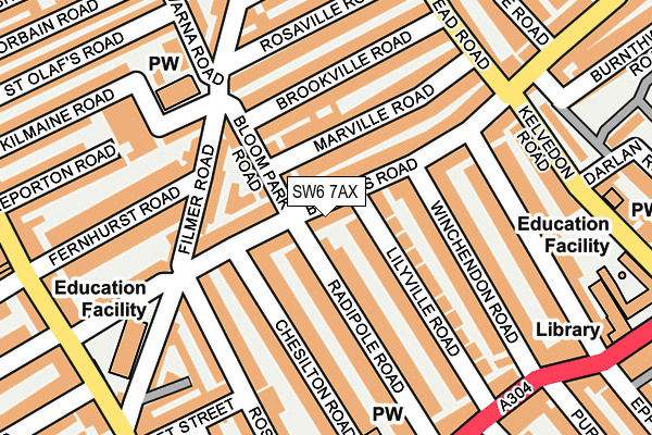 SW6 7AX map - OS OpenMap – Local (Ordnance Survey)