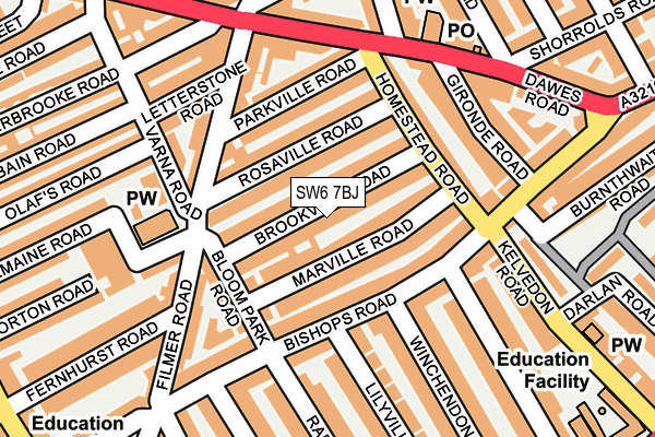 SW6 7BJ map - OS OpenMap – Local (Ordnance Survey)