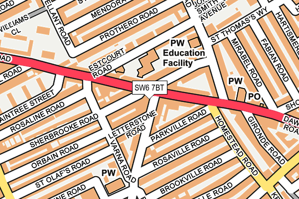 SW6 7BT map - OS OpenMap – Local (Ordnance Survey)