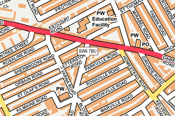 SW6 7BU map - OS OpenMap – Local (Ordnance Survey)