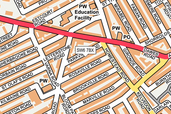 SW6 7BX map - OS OpenMap – Local (Ordnance Survey)