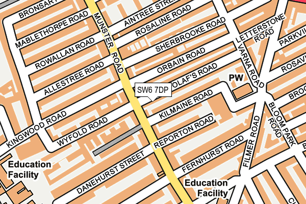 SW6 7DP map - OS OpenMap – Local (Ordnance Survey)