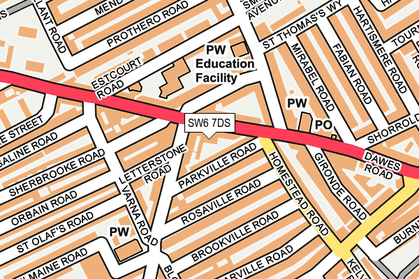 SW6 7DS map - OS OpenMap – Local (Ordnance Survey)