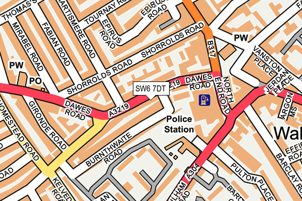 SW6 7DT map - OS OpenMap – Local (Ordnance Survey)