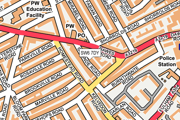SW6 7DY map - OS OpenMap – Local (Ordnance Survey)