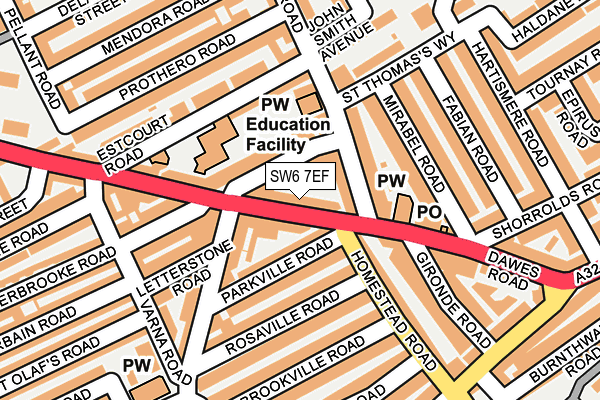 SW6 7EF map - OS OpenMap – Local (Ordnance Survey)