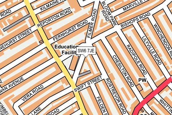 SW6 7JE map - OS OpenMap – Local (Ordnance Survey)