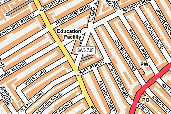 SW6 7JF map - OS OpenMap – Local (Ordnance Survey)
