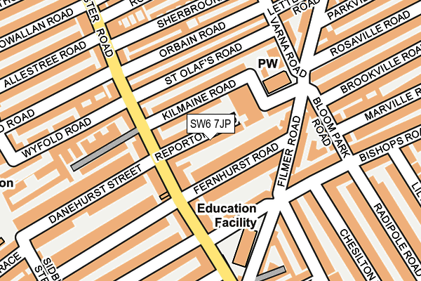 SW6 7JP map - OS OpenMap – Local (Ordnance Survey)