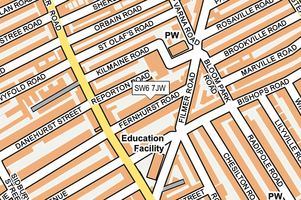 SW6 7JW map - OS OpenMap – Local (Ordnance Survey)